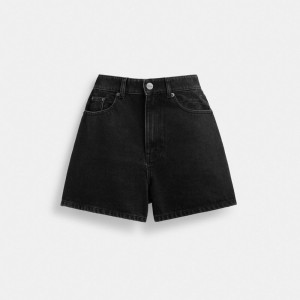 Blue Black Women Coach Denim Shorts In Organic Cotton Skirt | AU_CH24898