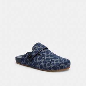 Blue Men Coach Blake Clog In Signature Denim Denim Sandals | AU_CH10862
