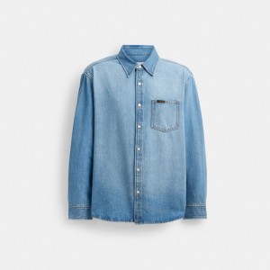 Blue Men Coach Denim Shirts | AU_CH66970
