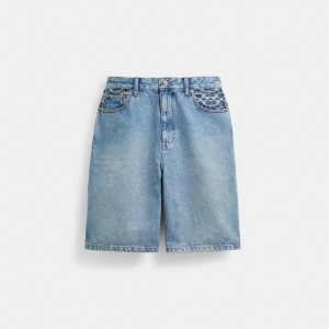 Blue Men Coach Denim Shorts | AU_CH96665