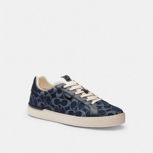 Blue Men Coach Lowline Low Top In Signature Denim Denim Sneakers | AU_CH72223