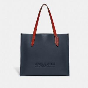 Blue Men Coach Relay Polished Pebble Leather Tote Bag | AU_CH21614