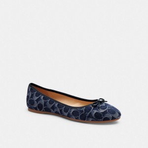Blue Women Coach Abigail Flat In Signature Denim Denim Loafers | AU_CH94202