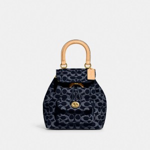 Blue Women Coach Riya 21 In Signature Denim Denim Backpacks | AU_CH74274