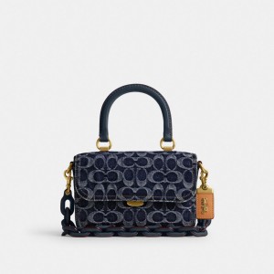 Blue Women Coach Rogue Top Handle In Signature Denim Denim Handbag | AU_CH65405