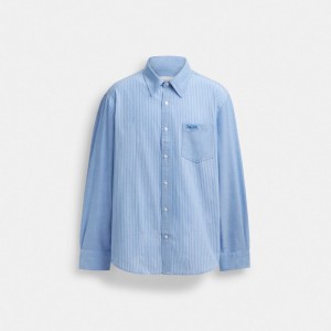 Blue / White Men Coach Mix Media Shirts | AU_CH47037