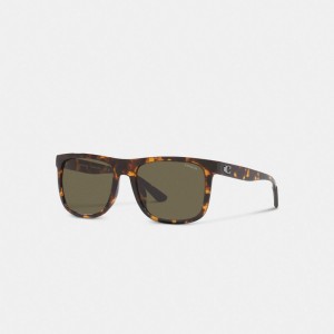 Brown Men Coach Beveled Signature Flat Top Square Sunglasses | AU_CH17666