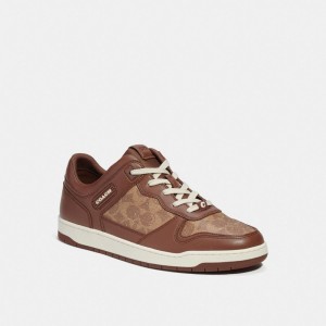 Brown Men Coach C201 In Signature Sneakers | AU_CH27609