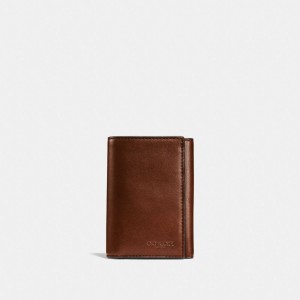 Brown Men Coach Trifold Wallet Billfolds | AU_CH11990