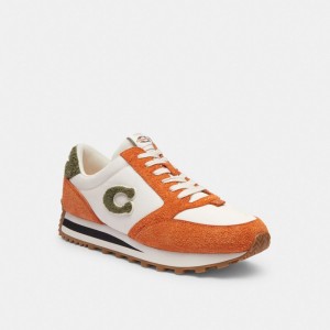 Brown Orange Men Coach Runner Spice Sneakers | AU_CH49213