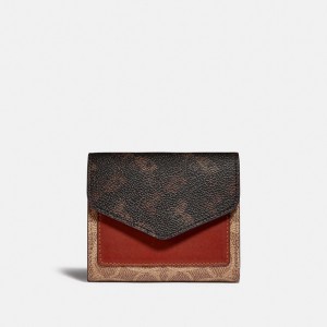 Brown Red Women Coach Wyn With Horse And Carriage Printed Small Wallets | AU_CH70892