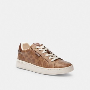 Brown Women Coach Lowline Luxe Low Top Tan Sneakers | AU_CH32287