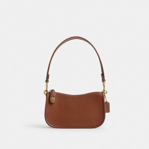 Brown Women Coach Swinger 20 Smooth Leather Shoulder Bags | AU_CH11727