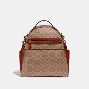 Brown / Red Women Coach Baby In Signature Canvas Brass Backpacks | AU_CH67067