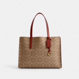 Brown / Red Women Coach Carter In Signature Handbag | AU_CH86584
