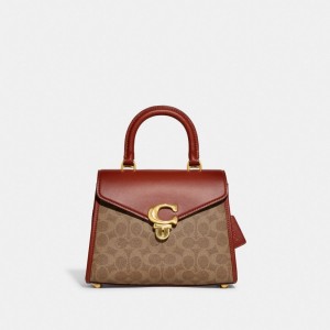 Brown / Red Women Coach Sammy Top Handle In Signature Crossbody Bags | AU_CH65257