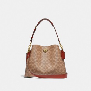 Brown / Red Women Coach Willow In Signature Shoulder Bags | AU_CH69320
