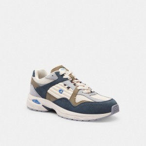 Dark Blue Men Coach C301 Denim Sneakers | AU_CH56818