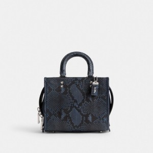 Dark Blue Women Coach Rogue 20 In Python Handbag | AU_CH79922