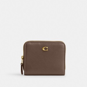 Dark Grey Women Coach Billfold Refined Calf Leather Small Wallets | AU_CH93265