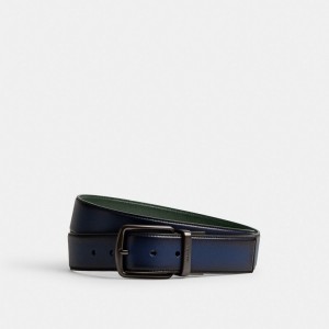 Deep Blue Men Coach Harness Buckle Cut To Size Reversible Belt 38 Mm Belts | AU_CH41216