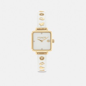 Gold Women Coach Cass 22 Mm Chalk Watches | AU_CH14105