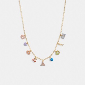 Gold Women Coach Cherry And Heart Charm Necklace | AU_CH67193