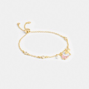 Gold Women Coach Garden Charms Slider Bracelets | AU_CH78796