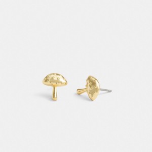 Gold Women Coach Garden Mushroom Stud Earrings | AU_CH56366