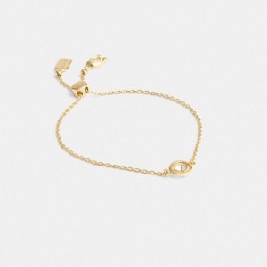 Gold Women Coach Halo Round Slider Bracelets | AU_CH80565