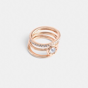 Gold Women Coach Halo Tea Set Ring | AU_CH45481