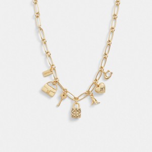 Gold Women Coach Iconic Charm Chain Necklace | AU_CH64434