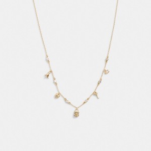 Gold Women Coach Mini Iconic Charm Necklace | AU_CH65860