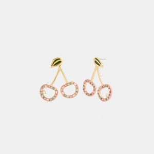 Gold Women Coach Pavé Cherry Drop Earrings | AU_CH93674