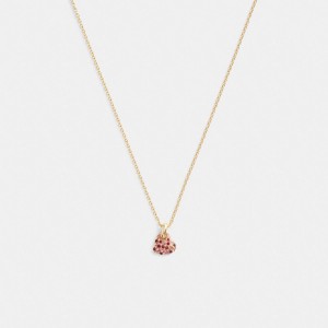 Gold Women Coach Pavé Heart Pendant Necklace | AU_CH31733