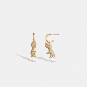 Gold Women Coach Pavé Rexy Huggie Earrings | AU_CH32656