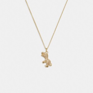 Gold Women Coach Pavé Rexy Necklace | AU_CH15437