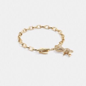 Gold Women Coach Pavé Rexy Signature Chain Bracelets | AU_CH56453