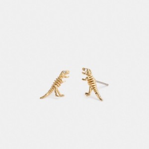 Gold Women Coach Skeletal Rexy Stud Earrings | AU_CH68108