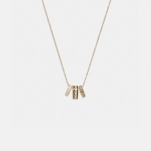Gold / Black Women Coach Signature Enamel Necklace | AU_CH28078