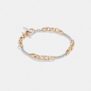 Gold / Silver Women Coach Signature Mixed Chain Bracelets | AU_CH49808