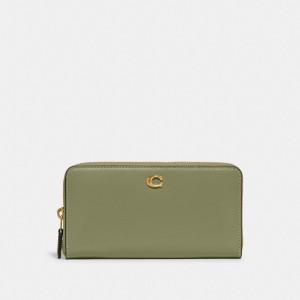 Green Women Coach Accordion Zip Refined Calf Leather Large Wallets | AU_CH79929