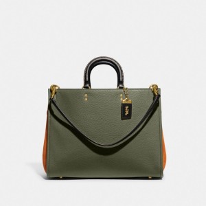 Green / Orange Women Coach Rogue 39 In Colorblock Pebble Leather Handbag | AU_CH42667