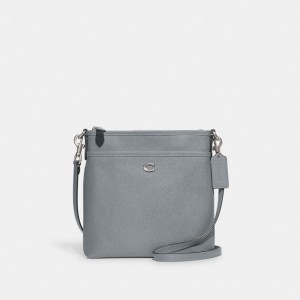Grey Blue Women Coach Kitt Messenger Crossgrain Leather Crossbody Bags | AU_CH82061