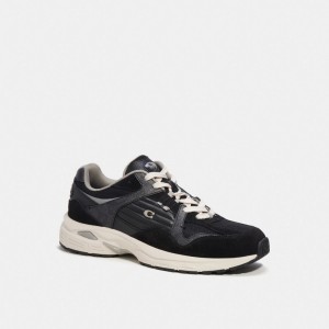 Grey / Black Men Coach C301 With Signature Sneakers | AU_CH79752