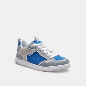 Grey / Blue Men Coach C203 In Signature Canvasberry Sneakers | AU_CH24744