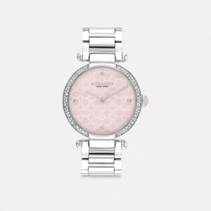 Grey / Pink Women Coach Cary 34 Mm Stainless Steel Watches | AU_CH89011