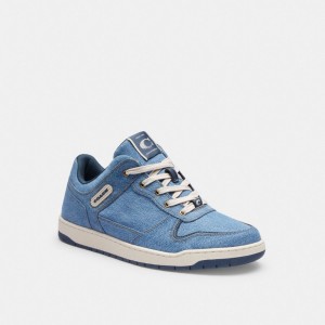 Indigo Blue Men Coach C201 Indigo Denim Sneakers | AU_CH28515