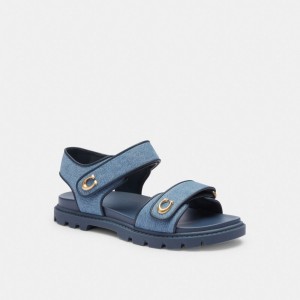 Indigo Blue Women Coach Brynn Indigo Denim Sandals | AU_CH31103