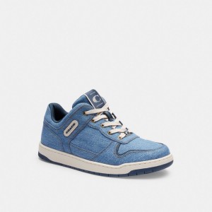 Indigo Blue Women Coach C201 Low Top Indigo Denim Sneakers | AU_CH24347